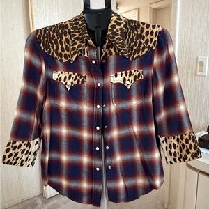 R13 Leopard and Plaid Shirt